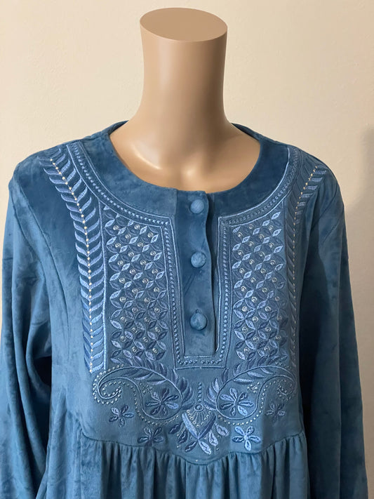 Blue Velvet Moroccan Dress